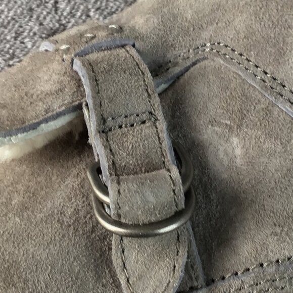 OluKai Ola Hou Shearling Fur Gray Suede Ankle Boot Women’s Size 7 - Picture 5 of 11